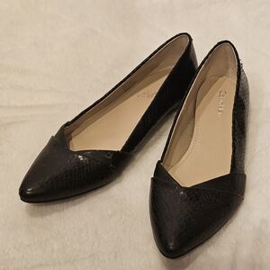 Calvin Klein Breanna Ballet Flat Shoes Womens 7 Black Snake Print Slip On